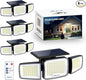 Solar Security Light Outdoor Super Bright LED, Motion Sensor Flood Light, 3 Heads 270° Wide Angle,Remote Control, IP65 Waterproof, 3 Modes (4 Packs)
