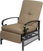 Oakcloud Adjustable Outdoor Lounge Chair Metal Patio Relaxing Recliner Chair with Removable Cushions(Brown)