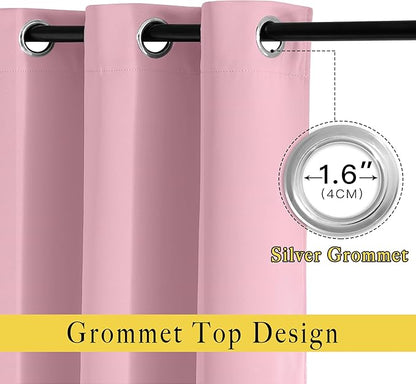 NICETOWN Blackout Sliding Door Curtains 84 Inch Length, Extra Wide Room Divider Grommet Energy Saving Thermal Insulated Curtain for Patio Door Window(W80 x L84, 1 Panel, Rouge Pink)