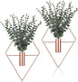 Jexine 8 Pcs Hanging Planters with Artificial Eucalyptus Metal Hanging Vase Indoor Plants Holder Modern Geometric Boho Bathroom Wall Decor for Living Room Home Office (Eucalyptus,Rose Gold)