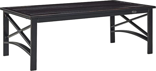 Crosley Furniture Kaplan Weather Resistant Metal Outdoor Coffee Table for Patio, Deck, Porch, Oiled Bronze