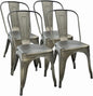 FDW | Set of 4 Metal Dining Chairs | Bronze | Stackable Tolix Side Chairs with Backrest | Scratch-Resistant | Non-Slip Feet | Indoor/Outdoor Use | 330 lbs Capacity | Ideal for Kitchen & Restaurant