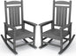 KINGYES HDPE Patio Rocking Chair Set of 2, Outdoor Rocking Chairs Porch Rocker for Adults, Grey