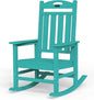 Oversized Outdoor Rocking Chair, High Back Porch Rocker Chair, HDPE All Weather Resistant Rocking Chairs for Patio, 380lbs Weight Capacity, Lake Blue