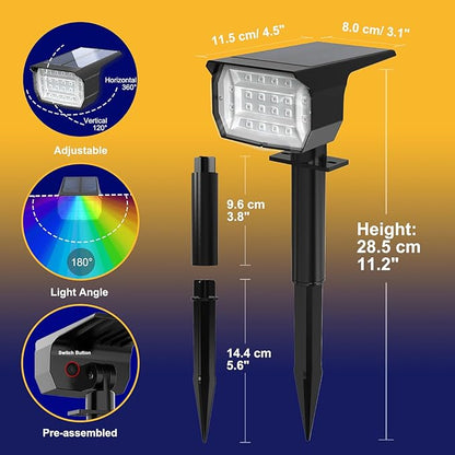 nipify 4 Pack Solar Spot Lights Outdoor Color Changing, 7 Modes Halloween RGB Solar Powered Waterproof Spotlight, Landscape Lighting for Outside Yard Garden Pathway