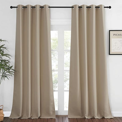 NICETOWN Bedroom Curtain Room Darkening Drapery 102 inches Length - Home Fashion Thermal Insulated Grommet Room Darkening Curtain for Living Room (Taupe, 1 Panel, 52 x 102 inches)