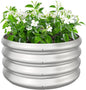 2x2x1ft Round Galvanized Raised Garden Bed Outdoor Metal Planter Box Raised Beds for Gardening,Vegetables,Fruits,Flowers & Herbs (Silver)