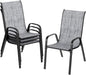 TLSUNNY Patio Chairs, Stackable Textilene Outdoor Dining Furniture for All Weather, with 17.7″ Wide Seat & Metal Frame, for Garden, Backyard, Deck, Restaurant, Poolside (4, Grey, 26.4″)