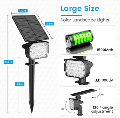 VOLISUN Solar Spotlight Outdoor, IP67 Waterproof Solar Landscape Spot Lights，Uplights for Yard Garden Pathway - 12 Pack (Cool White) 27 LED 3 Lighting Modes