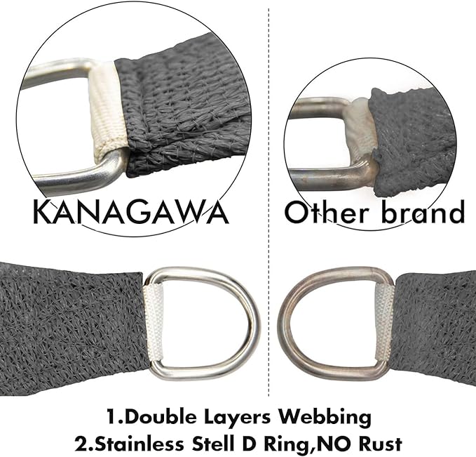 KANAGAWA 8'X12' Dark Gray Custom Size Sun Shade Sail Rectangle UV Block Canopy Cover for Patio Backyard Lawn Garden Outdoor (Customized Available)