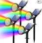 Solar Spotlights Outdoor Color Changing, 180°Adjustable Flag Pole Lights, IP67 Garden Lights Solar Powered Waterproof, Wall Lights for Garden Pool Area Pond, Landscape Solar Light for Yard