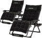 UDPATIO Oversized Zero Gravity Chair Set of 2, 29In XL Patio Reclining Chair with Cushion, Outdoor Folding Recliner with Pillows|Cup Holder|Foot Rest|Padded Headrest, Black, Support 500LB
