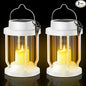 Solar Lantern Outdoor & Indoor Use – Hanging Solar Lights with Realistic Flickering Flameless Candle, Weatherproof for Gardens, Patios, Trees, and Lawns (White, 2 Pack)