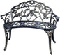 JARDIN DE CENTENNIAL Patio Garden Bench Metal Park Bench Cast Aluminum Outdoor Furniture with Floral Rose for Patio,Park,Lawn,Yard (Copper)