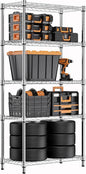 1250 lbs Steel Heavy Duty 5-Tier Utility Shelving Unit Steel Organizer Wire Rack for Home,Kitchen,Office,Chrome (13.7" D x 23.6" W x 62.4" H)