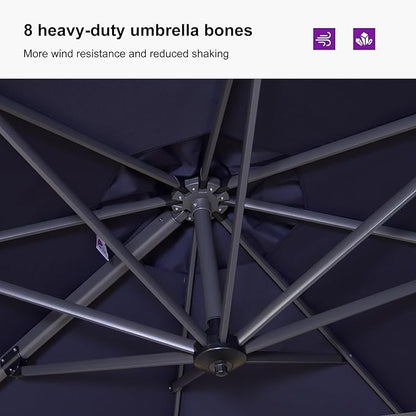 PURPLE LEAF 10'×13' Patio Umbrella with Base Included and Cover Outdoor Umbrella with Cover Extra Large Heavy Duty Cantilever Umbrella Navy Blue