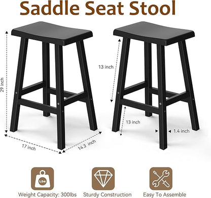 Bar Stools 29'' Outdoor Set of 4, Waterproof Modern Durable Resin Saddle Seat,Counter Stool Sturdy Modern Stylish, All-Weather Barstools for Patio, Balcony, or Kitchen Counter