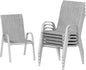 UDPATIO Patio Chairs Set of 6, Stackable Silver Outdoor Dining Chairs with High Back, Breathable Textilene Fabric Outdoor Chair All Weather, 350LBS Capacity for Garden, Backyard (Light Grey)