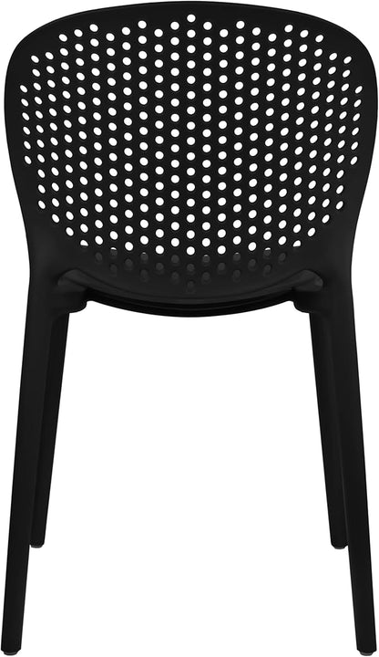 2xhome Set of 3 Patio Dining Chairs | Modern Stackable Outdoor Pool Side Chair | Weather Resistant Plastic for Yard, Porch, Balcony, Kitchen, Black