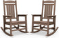 SERWALL HDPE Outdoor Rocking Chair Set of 2, Patio Rocking Chairs, All-Weather Porch Rockers for Adults, Brown