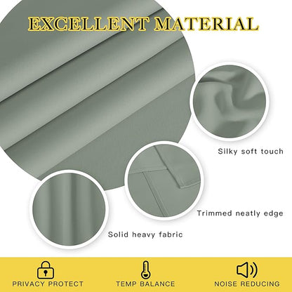 NICETOWN Sage Green Blackout Curtains & Drapes for Bedroom - Room Darkening Energy Saving Thermal Insulated Grommet Voice Reducing Room Divider Window Treatment for Patio (1 Panel, W66 x L72)