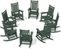 SERWALL HDPE Outdoor Rocking Chair Set of 8, Patio Rocking Chairs for Adults, All Weather Outdoor Rockers for Lawn, Green