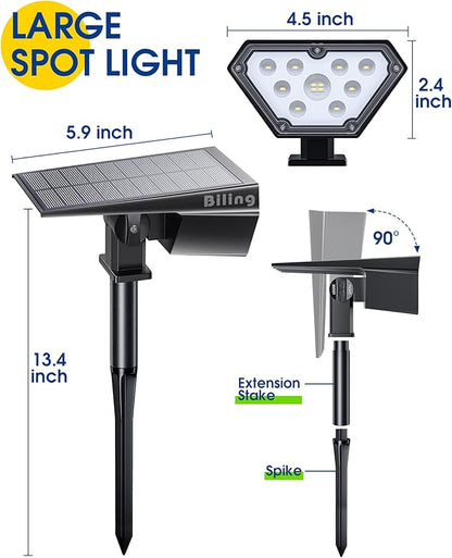 Biling Solar Spot Lights Outdoor, Bright 700 Lumen Solar Lights Outdoor Waterproof IP67 for House Patio Pathway Yard Garden Driveway Pool - White(4 Pack)