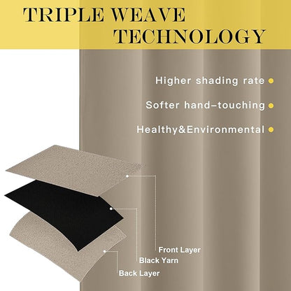 NICETOWN Taupe Blackout Curtains for Bedroom 95 Inch Length - Thermal Insulated Room Darkening Privacy Grommet Window Drapes for Boys Room, Set of 1 Panel, 80 x 95 Inch