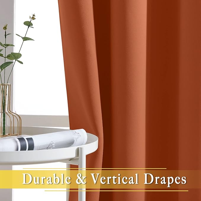 NICETOWN Bedroom Curtain Room Darkening Drapery 102 inches Length - Home Fashion Thermal Insulated Grommet Room Darkening Curtain for Living Room (Burnt Orange, 1 Panel, 52 x 102 inches)