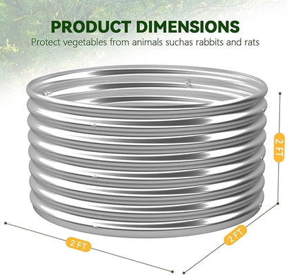 4 Pack Tall 2x2x2FT Round Raised Beds for Gardening, Corrugated Galvanized Steel Raised Garden Bed, Outdoor Metal Above Ground Garden Bed for Vegetables and Flowers