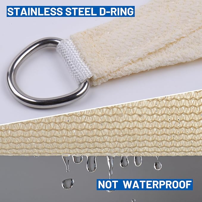 SUNLAX Sun Shade Sail 12' x 14' Butter Cream Rectangle Canopy Sail Shade Cover UV Block Permeable Sunshade Outdoor for Patio Backyard Deck Pergola (We Make Custom Size)