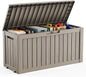 DRATO 75 Gallon Deck Box, Waterproof Resin Large Outdoor Storgae Box for Patio Furniture, Patio Cushions, Gardening Tools, Pool Supplies, Lockable（Gray，75 Gallon）
