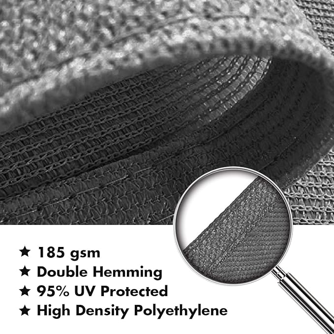 KANAGAWA 10'X18' Dark Gray Custom Size Sun Shade Sail Rectangle UV Block Canopy Cover for Patio Backyard Lawn Garden Outdoor (Customized Available)