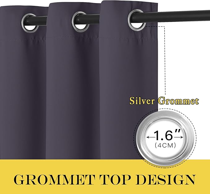 NICETOWN Blackout Sliding Glass Door Curtains, Room Darkening Thermal Insulated Curtains for Living Room Bedroom, Extra Wide Window Drapes, 1 Panel, W80 x L118, Greyish Purple