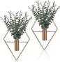 Jexine 4 Pcs Hanging Planters with Artificial Eucalyptus Metal Hanging Vase Indoor Plants Holder Modern Geometric Boho Bathroom Wall Decor for Living Room Home Office (Eucalyptus,Bronze)