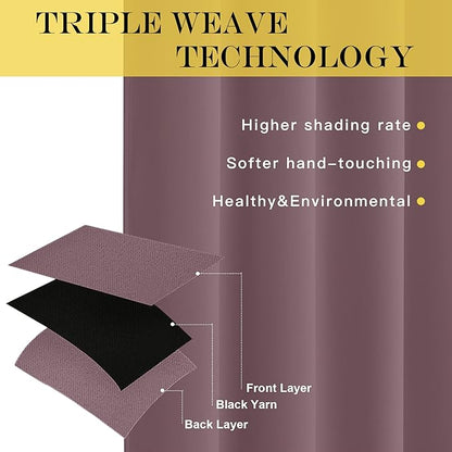 NICETOWN Blackout Doorway Curtain Drape 78 inch Long - Grommet Noise Reducing Thermal Insulated Solid Modern Window Treatments for Bedroom Closet (1 Panel, 52 x 78 Inch, Dry Rose)