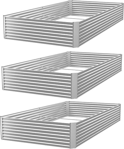 FRIZIONE 3pcs 6x3ft Galvanized Raised Garden Bed Outdoor,Above Ground Garden Bed for Vegetable,Metal Raised Beds for Flower,Steel Raised Beds for Gardening