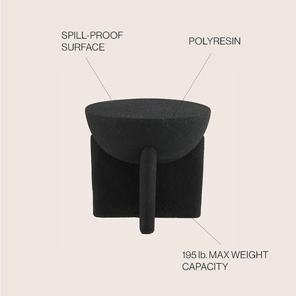 JONATHAN Y TBL1109A Brady 16.25" Minimalist Modern Drum Indoor/Outdoor Accent Table Contemporary, Mid-Century, Art Deco, Bohemian, Patio, Garden, Bathroom, Living Room Black Frosted