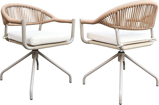 TWT Patio Dining Chairs Outdoor Stackable Dining Chairs for All Weather, Breathable Textilene Garden Outdoor Furniture for Backyard Deck (Brown, Rotatable Set of 2)