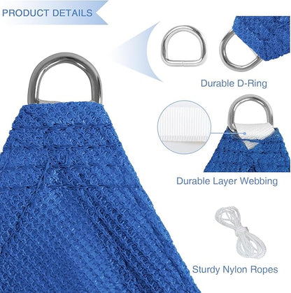 E&K Sunrise 13' x 13' x 13' Sun Shade Sail Triangle Canopy Shade Cover UV Block for Patio Backyard Garden Outdoor (Blue)