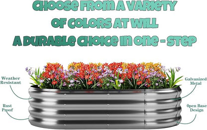 Galvanized Metal Planter Raised Garden Bed Kit for Gardening Outdoor Garden Box Raised Flower Bed 2PC Green 3X3X1FT
