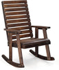 VINGLI Wooden Rocking Chair with High Backrest, Solid Fir Wood, Heavy Duty 600 LBS Patio Rockers for Indoor and Outdoor, Garden, Yard, Patio, Rustic