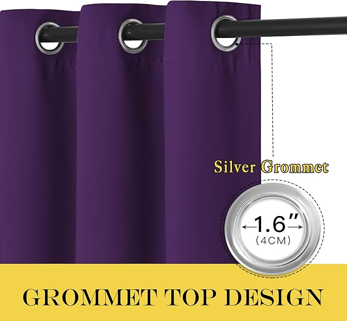 NICETOWN Royal Purple Blackout Curtains 84 inch Length, Grommet Top Room Darkening Drapes for Bedroom Living Room, Light Blocking Window Covering for Privacy (W66 x L84 Inch, 1 Panel)