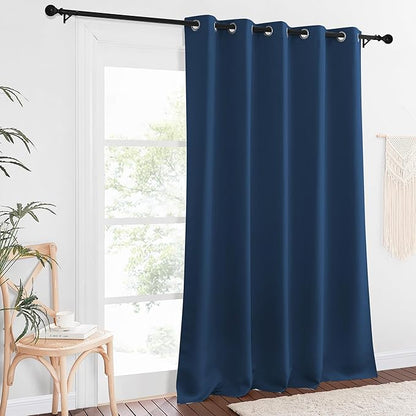 NICETOWN Blackout Curtains 84 Inch Length, Thermal Insulated Curtains for Bedroom Grommet Energy Saving Room Darkening Drapes for Living Room Window, 1 Panel, Moroccan Blue, 66" W x 102" L