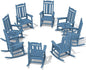SERWALL Outdoor Rocking Chair Blue Set of 8, All Weather Patio Rocking Chair, HDPE Poly Rocking Chair for Adults, Heavy Duty Front Porch Rocker