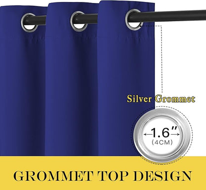 NICETOWN Patio Blackout Curtain Panels - Extra Wide Sliding Door Thermal Insulated Drape, Privacy Room Divider Curtain for Bedroom Office (Navy Blue, 66 x 118 Inch Long)