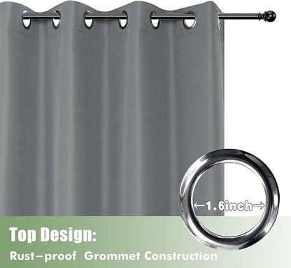 HolidayIdeas Outdoor Curtains for Patio Waterproof, 6 Panels - 54x95 Inches - Weatherproof Privacy Outsides Curtains for Cabana Porch Pergola, Sunlight & UV Blocking (Grey, Grommet Top)