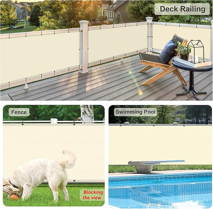 LOVE STORY Custom Size 3'x16' Butter Cream Balcony Privacy Screen,UV Block Privacy Fence Screen,90% Shield for Outdoor Pool Garden Apartment Railing