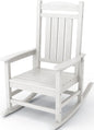 KINGYES HDPE Rocking Chairs Outdoor, Patio Rocking Chairs with 330lbs Support, Smooth Porch Rocker for Deck Lawn Yard, White