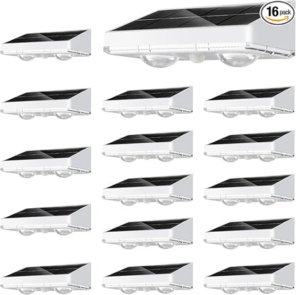NIORSUN Solar Fence Lights,16 Pack Solars Deck Light,Warm White Color,Outdoor Bulb Waterproof Led IP65,Power Patio Lamp with Lenses for Outside/Backyard/Railing/Yard(White)
